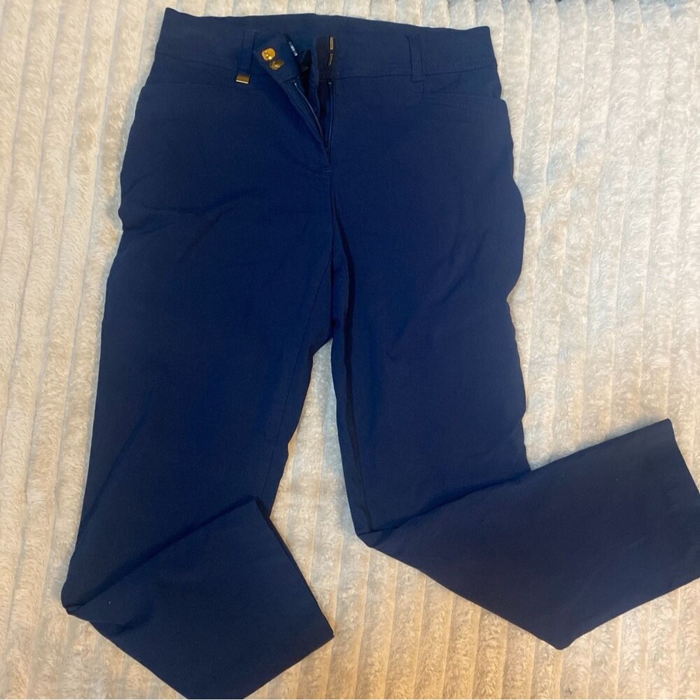 JM Collection Navy Blue Dress Pants Trousers Women's 6P Petite Gold Hardware